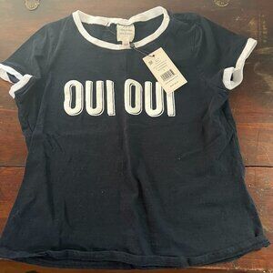 Cinq à Sept Oui Oui Graphic Short Sleeve Tee – Navy & White